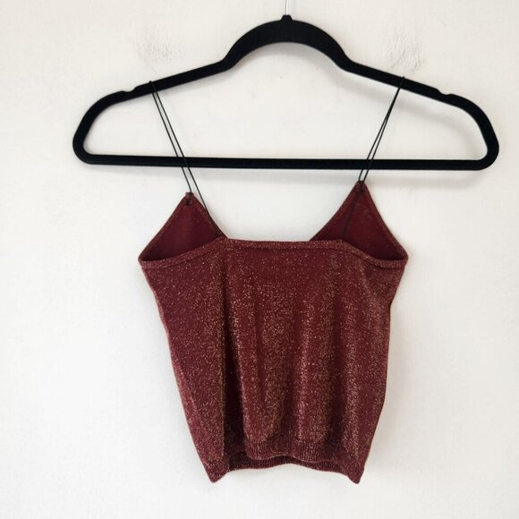 Intimately Free People Skinny Strap Crop Top Red Shimmer Seamless Brami XS/S - Picture 3 of 5